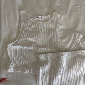 Reformation Ivory Ribbed Knit Top